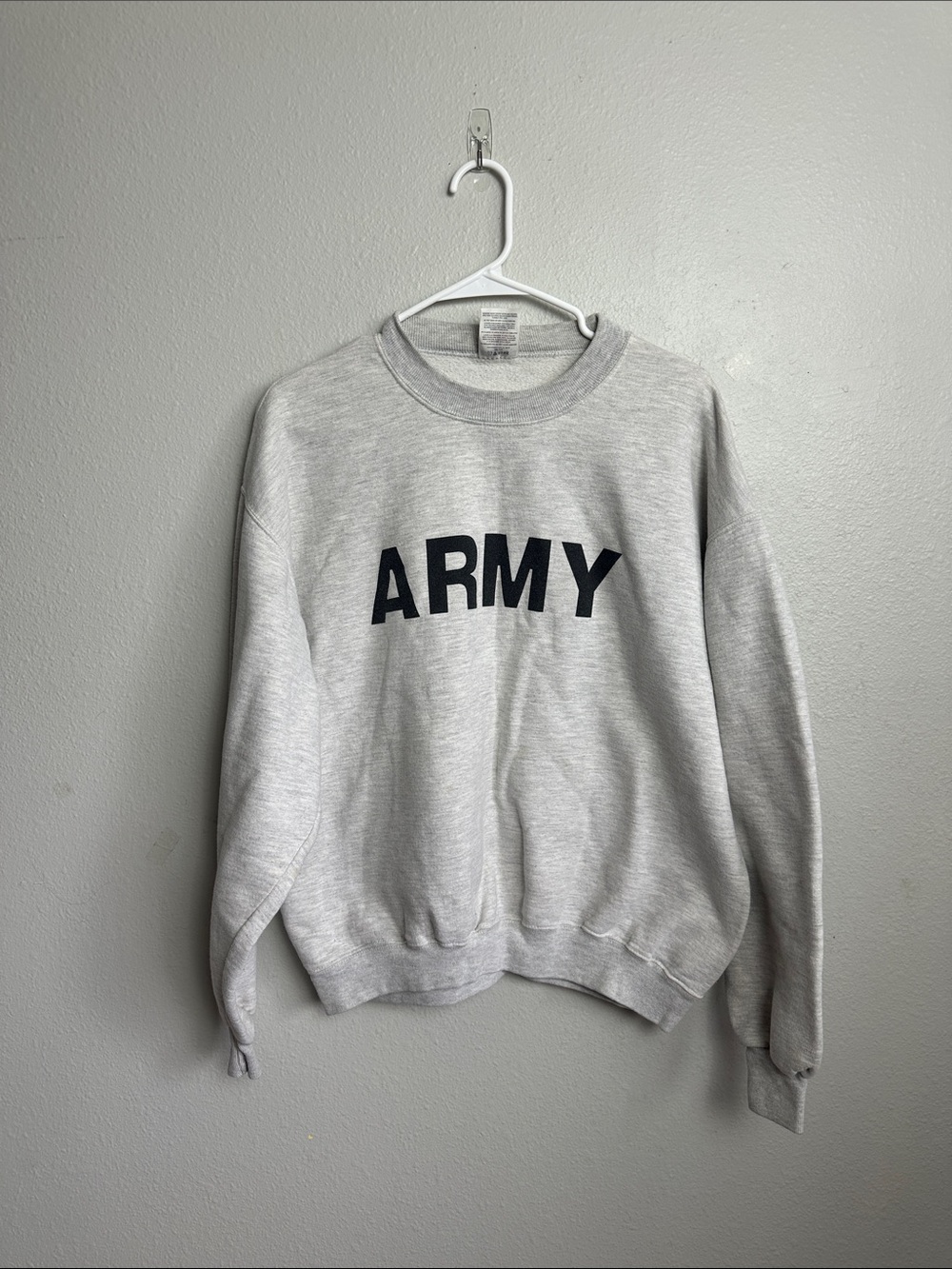 Jerzees Light Gray 'ARMY' Crewneck Sweatshirt